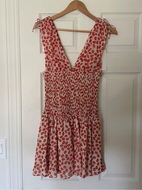 New Zara red and cream floral mini dress - small